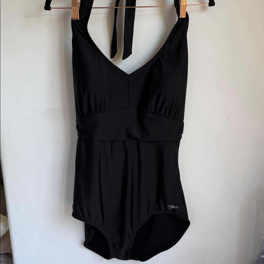 Speedo Black One-Piece Halter Swim Suit